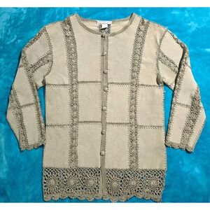 VTG SMH Boutique Suede Leather/ Crochet Jacket Women's Size S